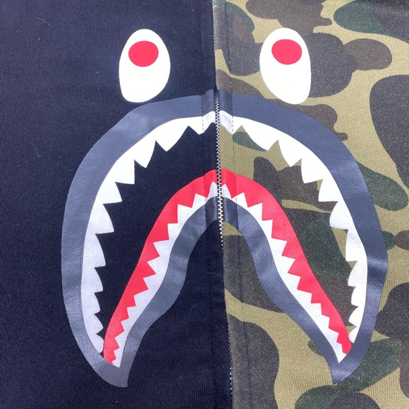 Bape 1/2 Camo shark full zip hoodie jacket - Picture 4 of 16
